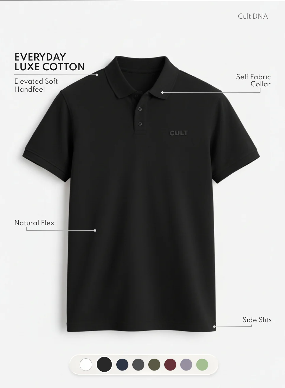 Men's Black Everyday Luxe Cotton Polo T-shirt - Image 4