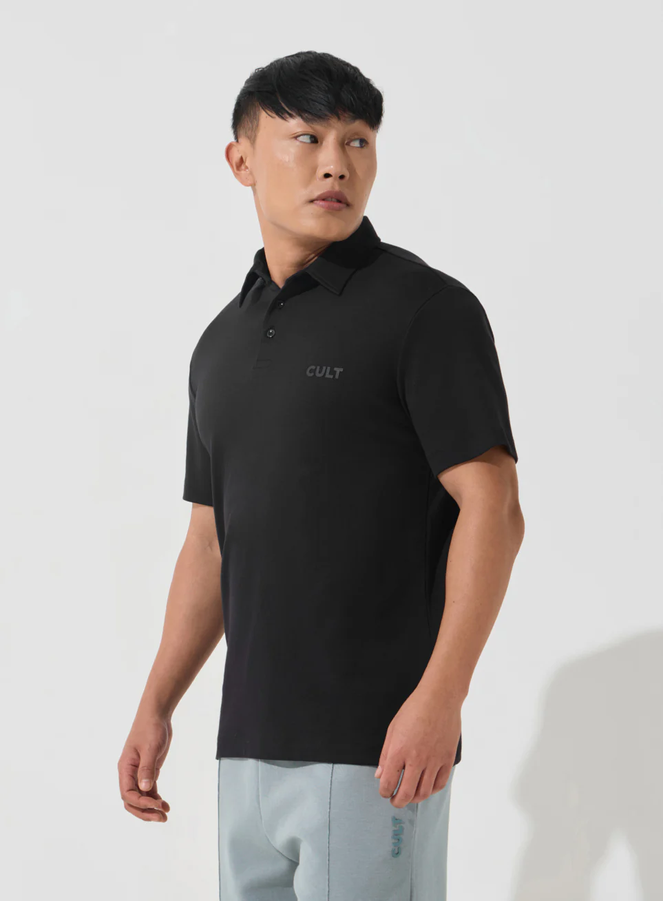 Men's Black Everyday Luxe Cotton Polo T-shirt - Image 5