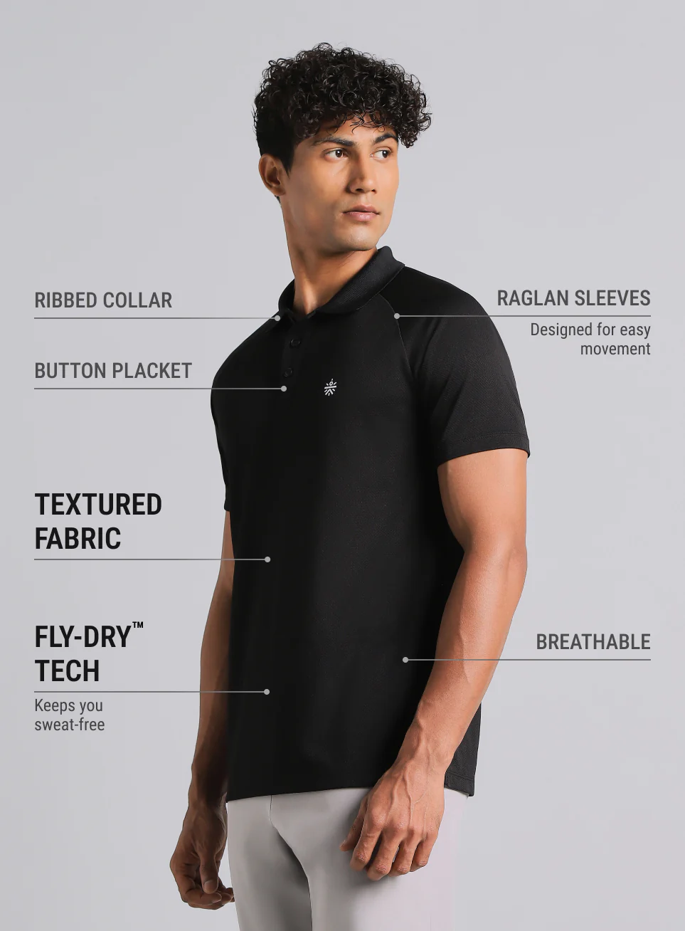 Men's Black High Energy Performance Polo T-shirt - Image 5