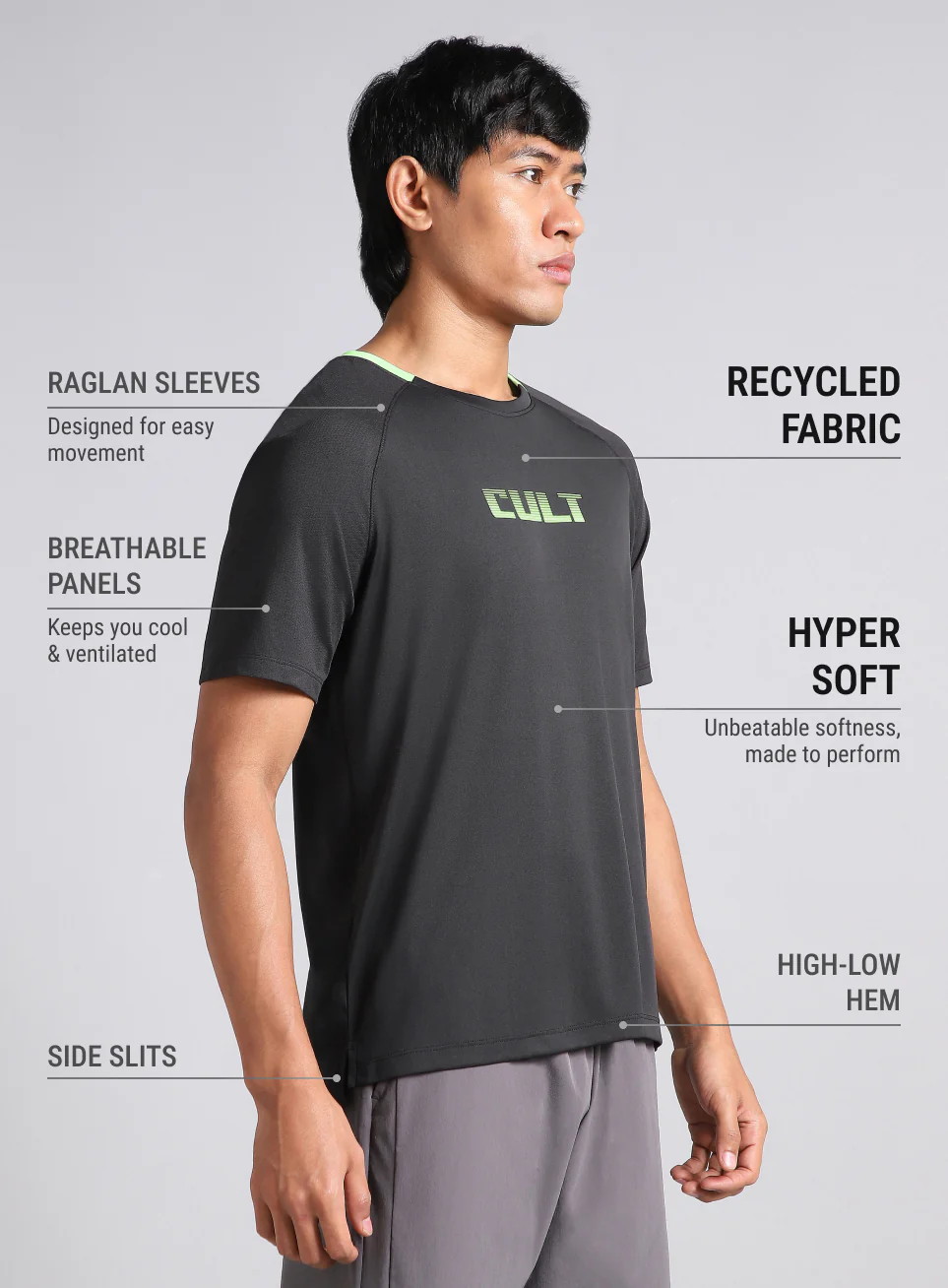 Men's Black HIIT Recycled Poly Performance T-shirt - Image 5