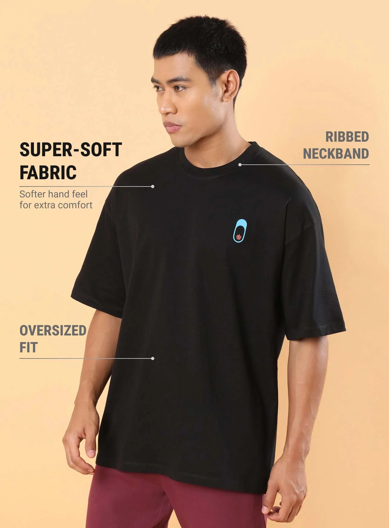 Men's Black Join the Club Oversized fit T-shirt - Image 5