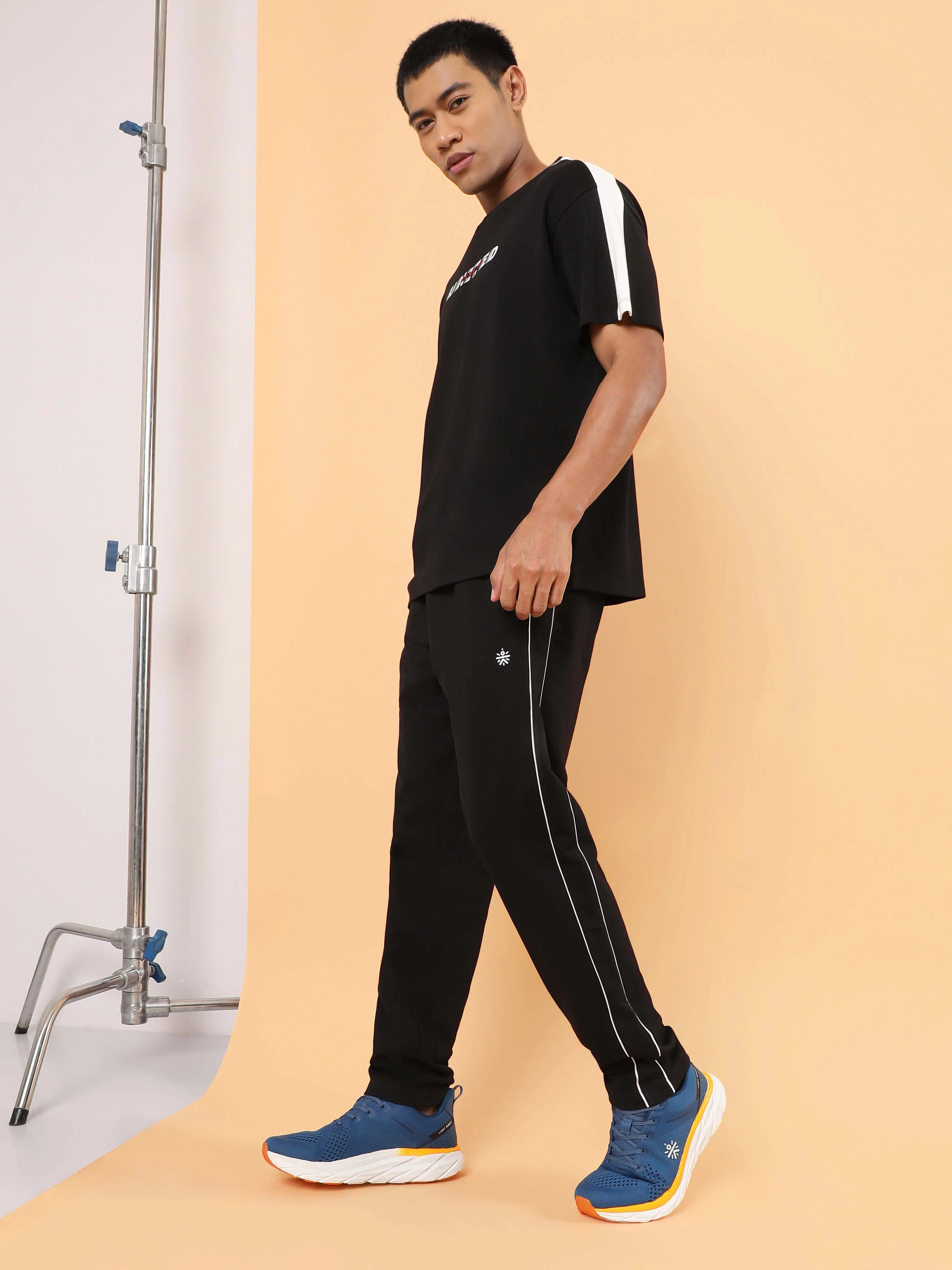 Men's Black Level Up Sports Trackpants - Image 3