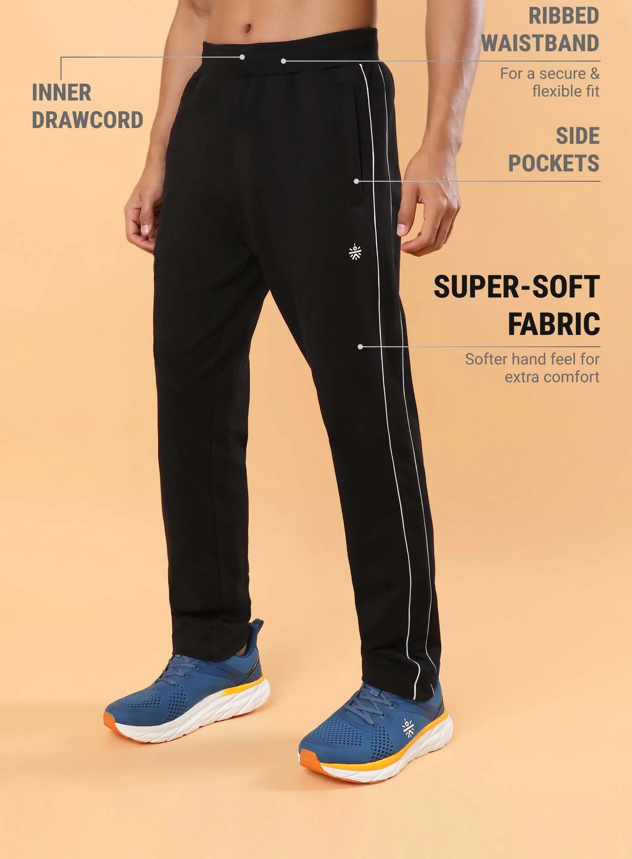 Men's Black Level Up Sports Trackpants - Image 5
