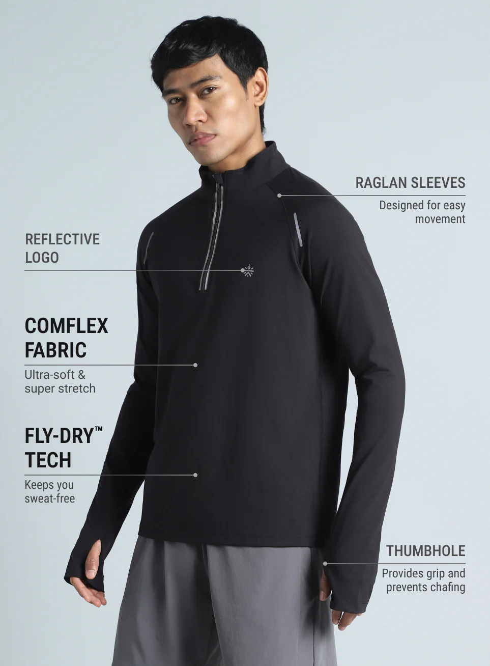 Men's Black Night Runner's Half Placket Jacket - Image 5