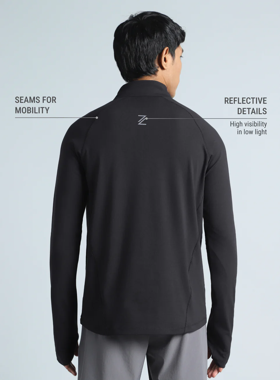 Men's Black Night Runner's Half Placket Jacket - Image 6