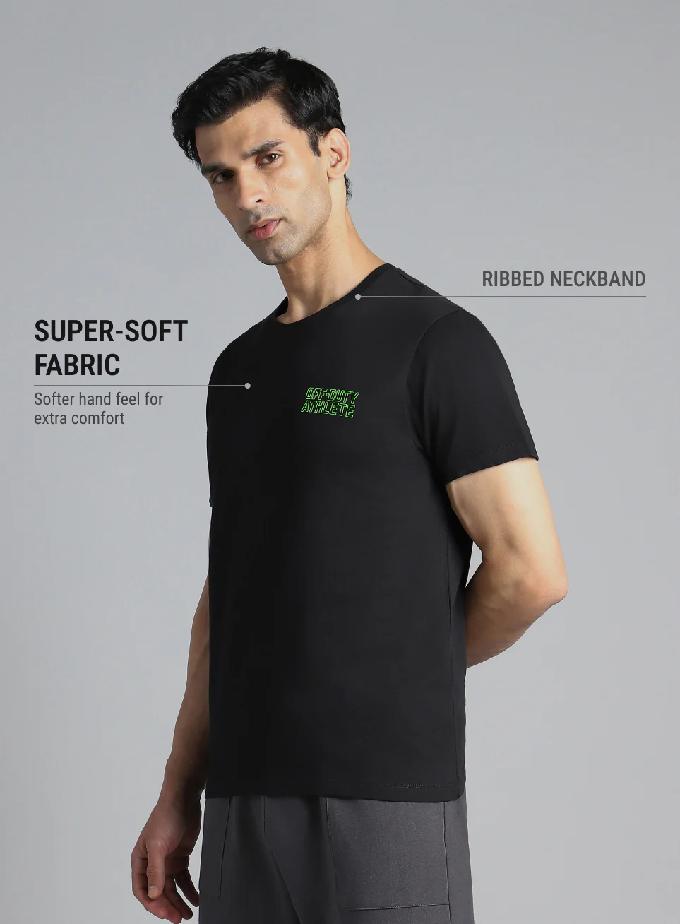 Men's Black Off Duty Print Graphic T-shirt - Image 5