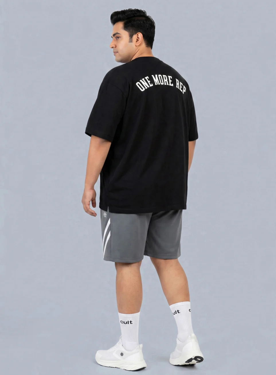 Men's Black One More Rep Graphic Plus Size Oversized Fit T-shirt - Image 3