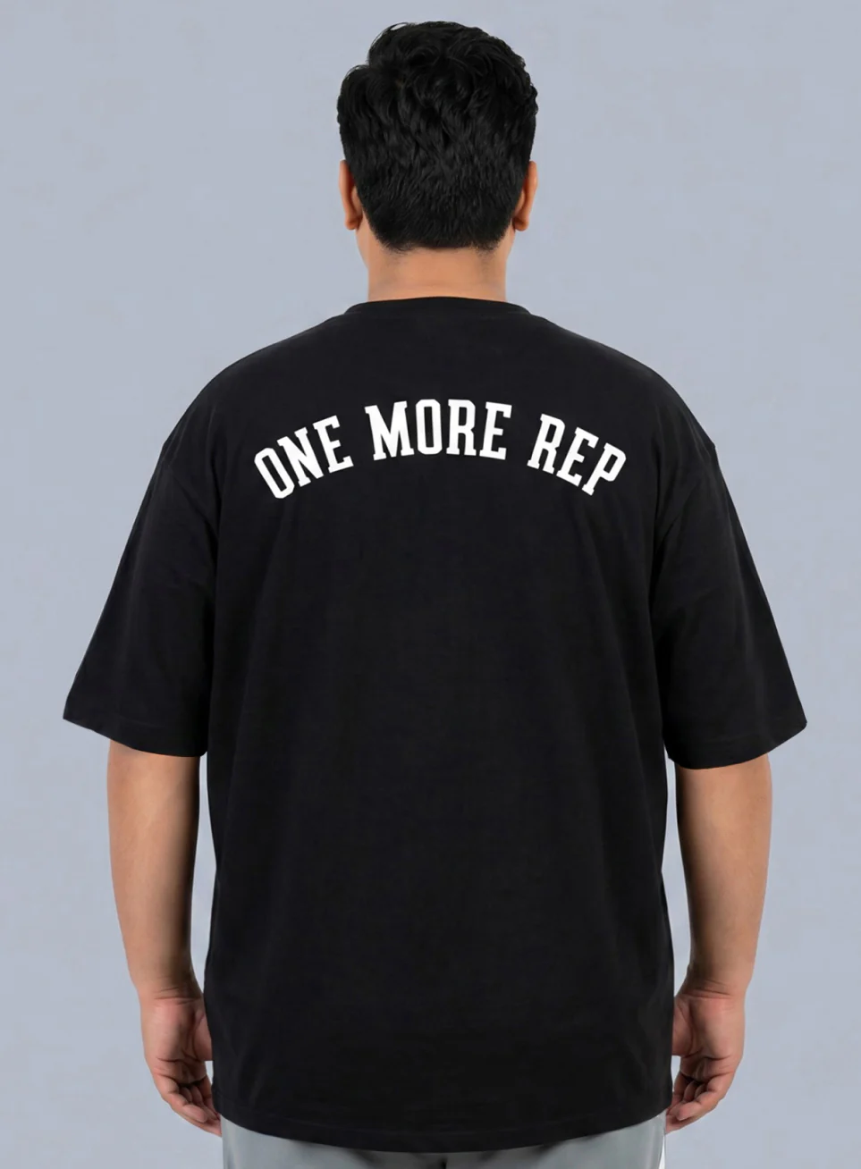 Men's Black One More Rep Graphic Plus Size Oversized Fit T-shirt - Image 6