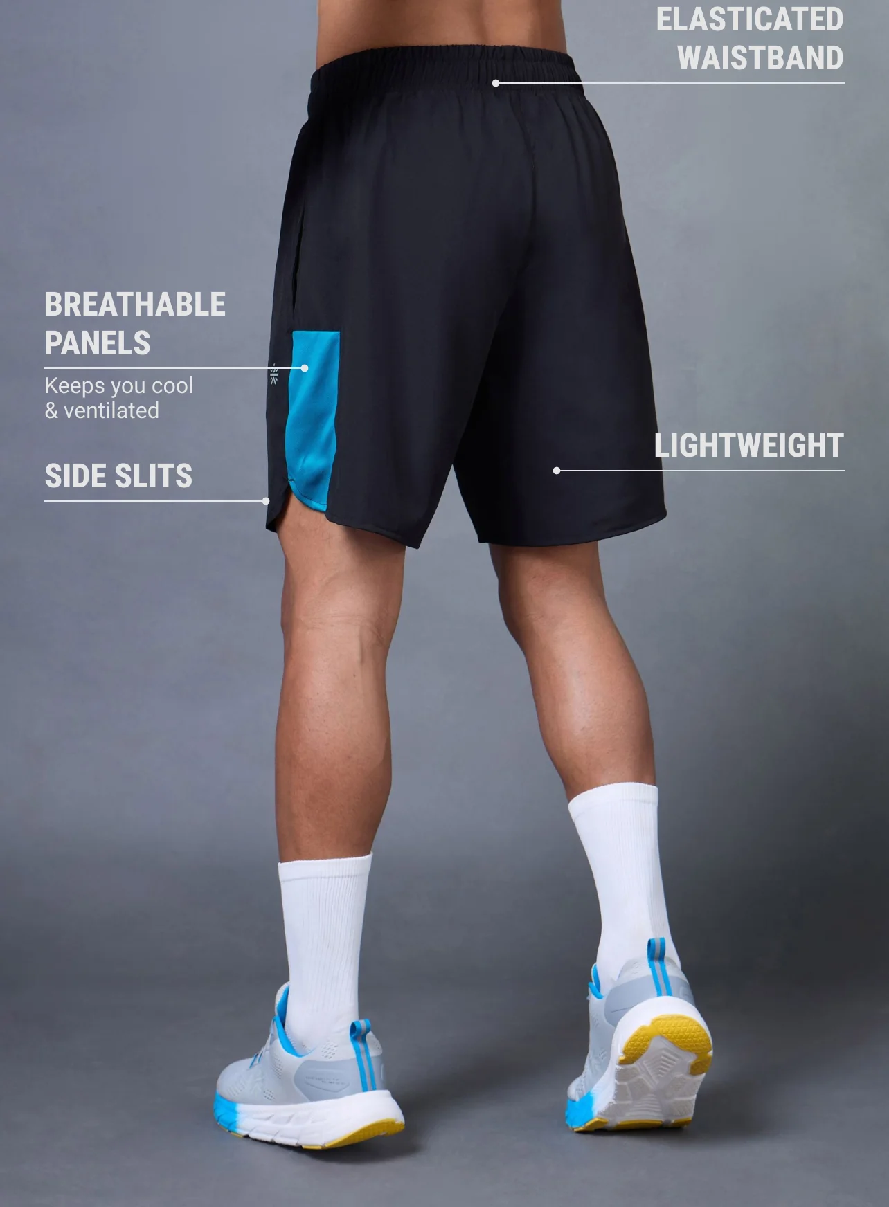 Men's Black Pace Up Runner's Shorts - Image 5