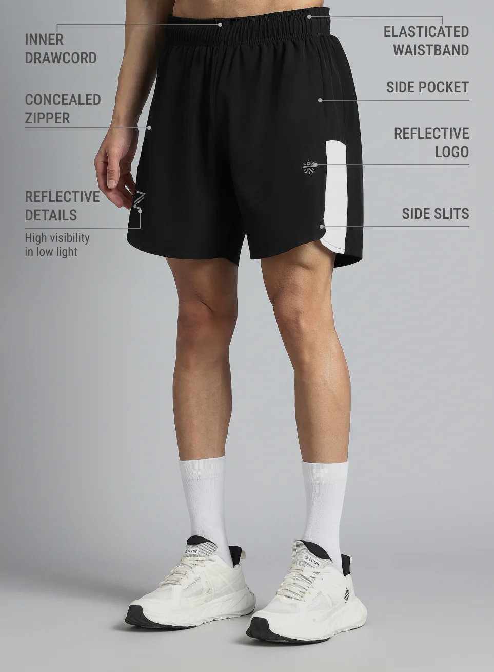 Men's Black Pace Up Runner's Shorts - Image 5