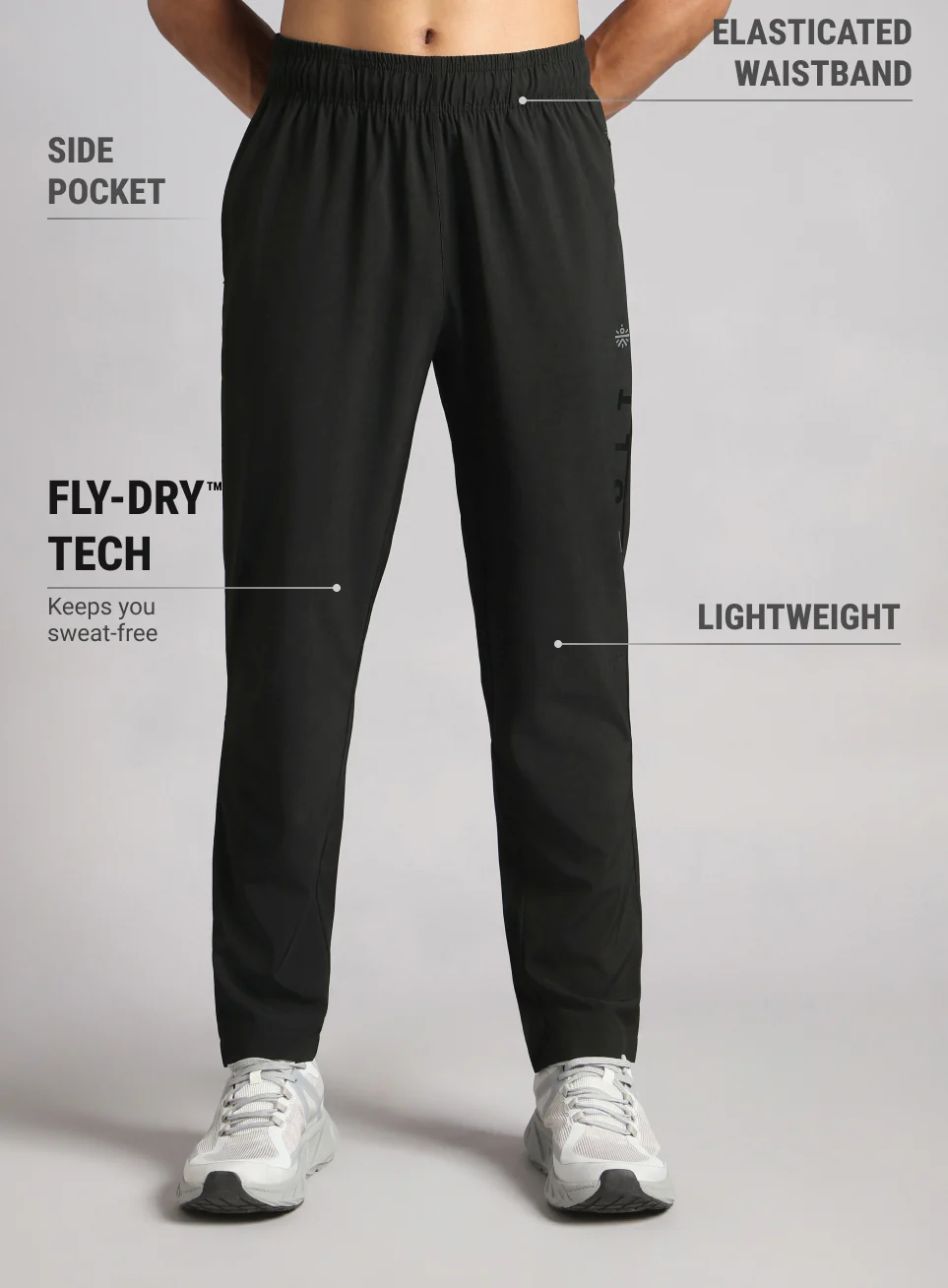 Men's Black Pace up Running Trackpants - Image 4
