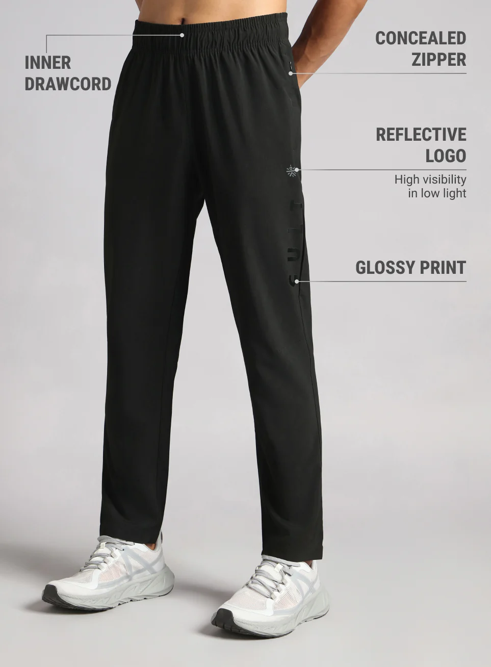 Men's Black Pace up Running Trackpants - Image 5