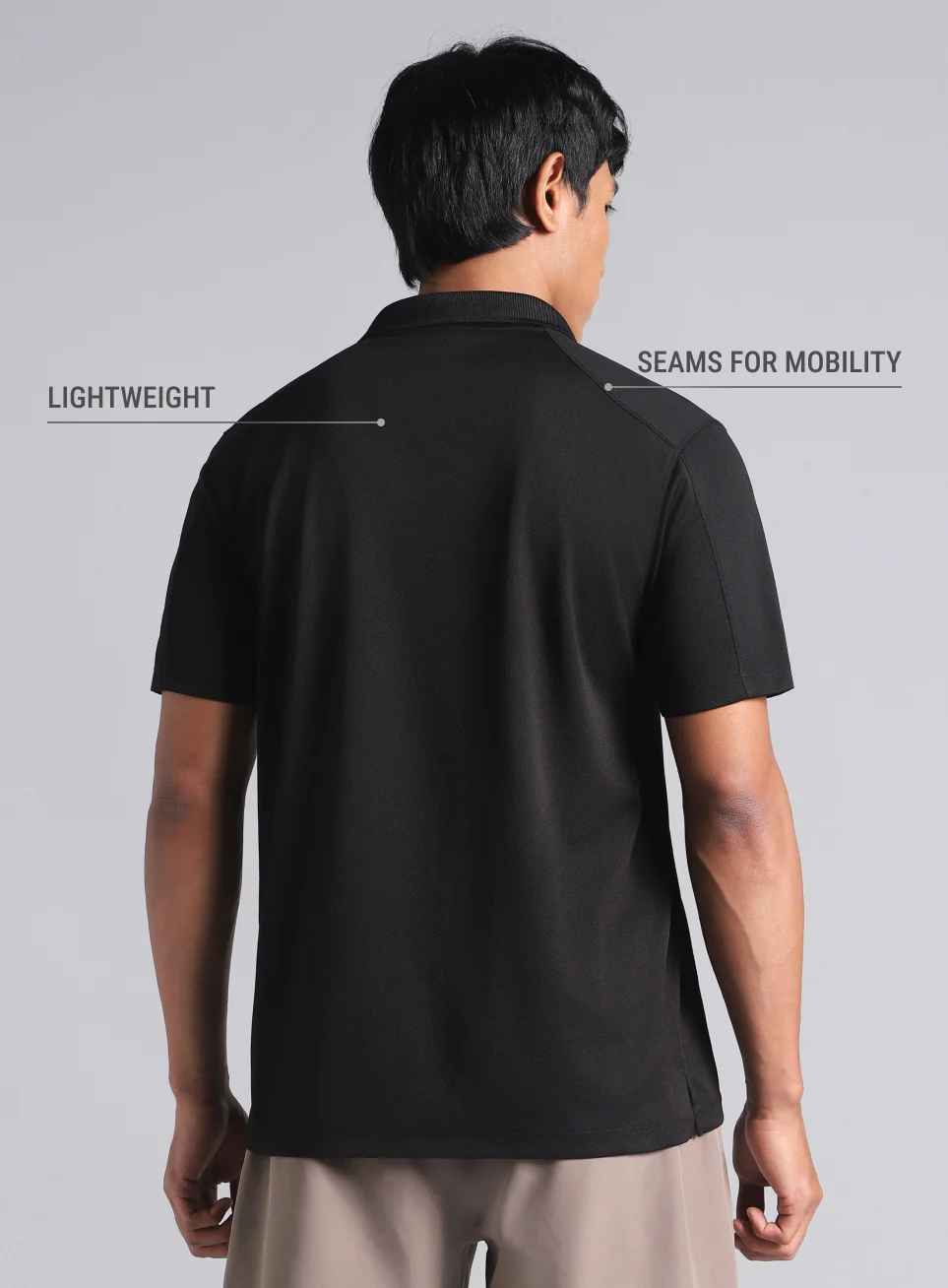 Men's Black Performance Sculpted Polo T-shirt - Image 6