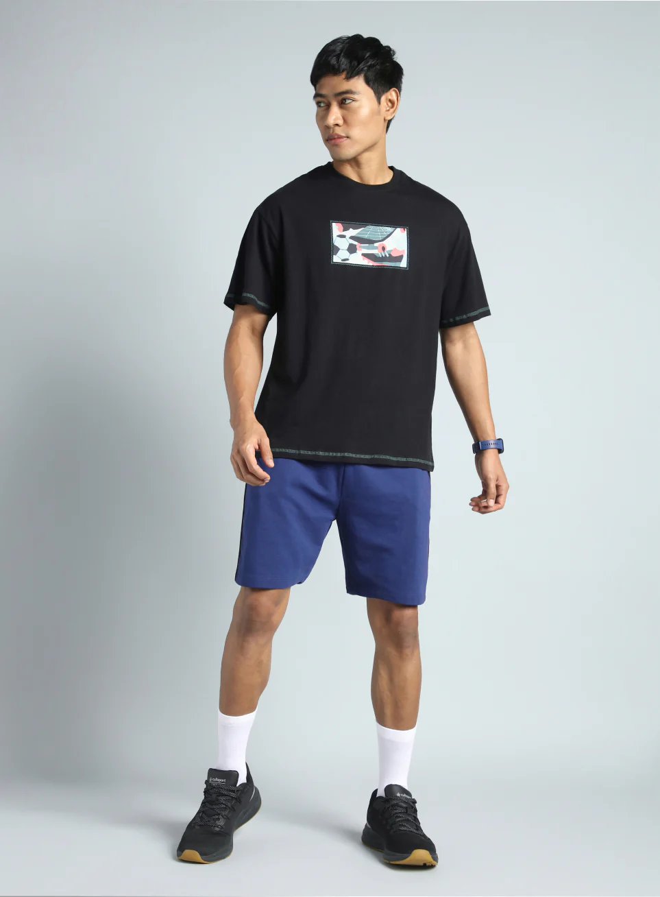 Men's Black Play On Relaxed fit Graphic T-shirt - Image 2