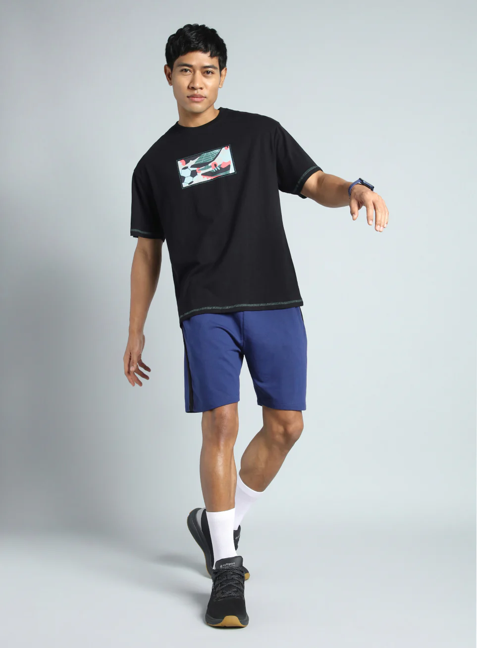 Men's Black Play On Relaxed fit Graphic T-shirt - Image 3