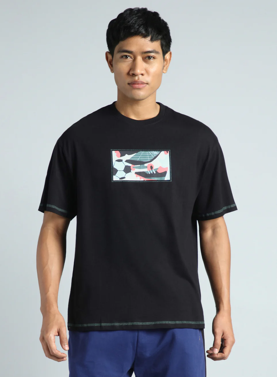 Men's Black Play On Relaxed fit Graphic T-shirt - Image 4