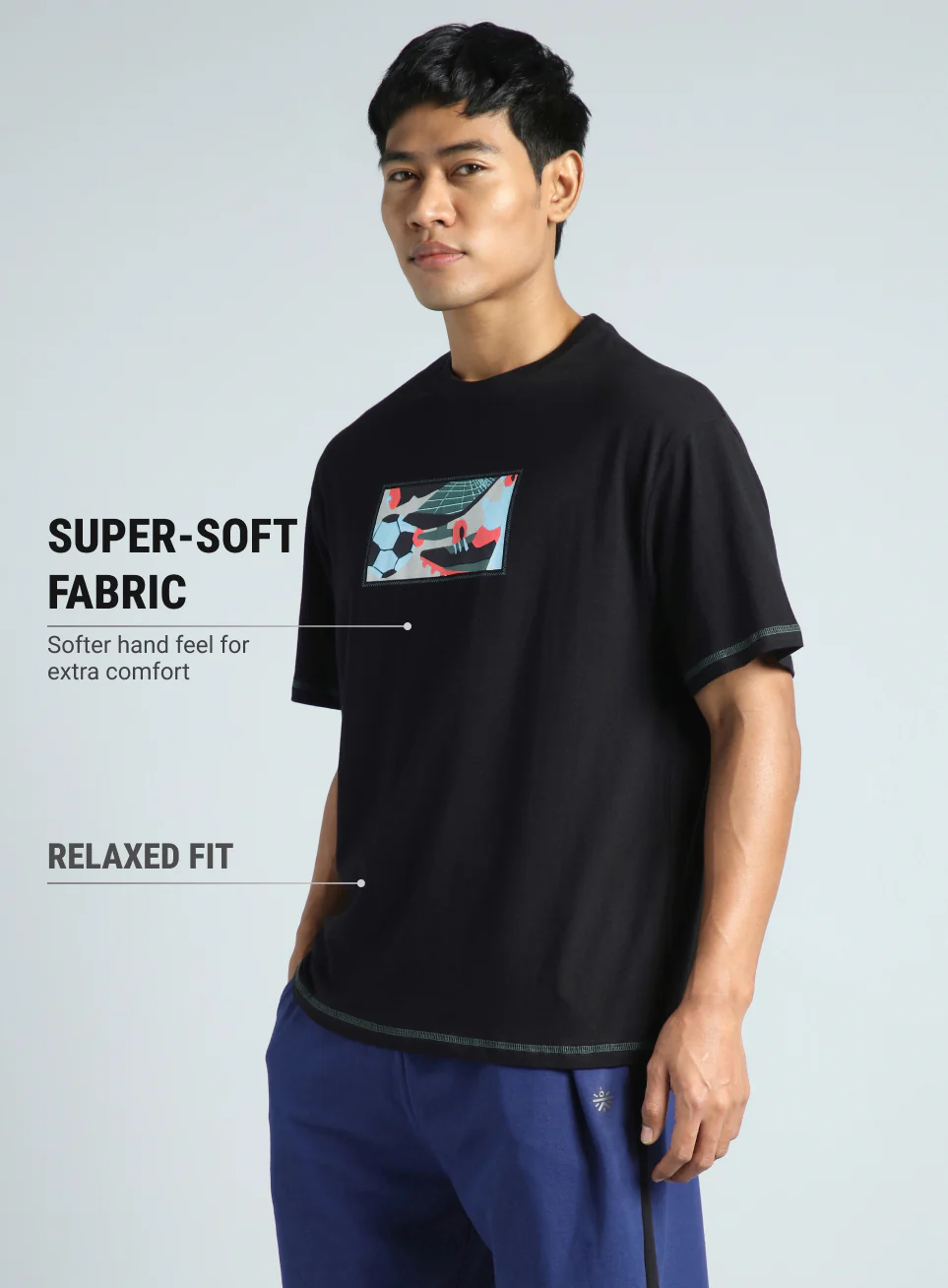 Men's Black Play On Relaxed fit Graphic T-shirt - Image 5
