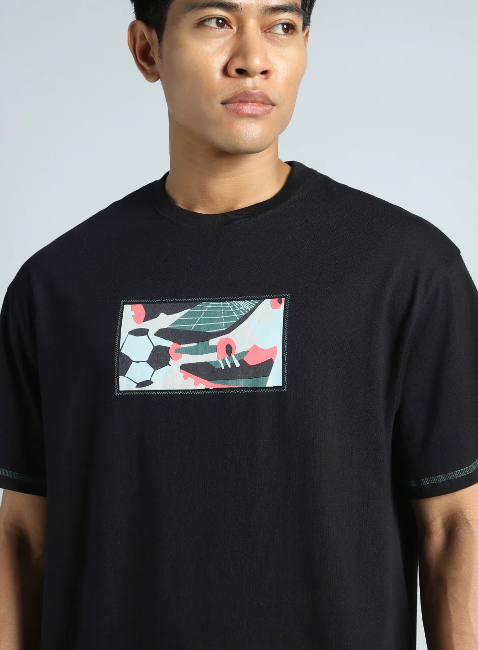 Men's Black Play On Relaxed fit Graphic T-shirt - Image 7