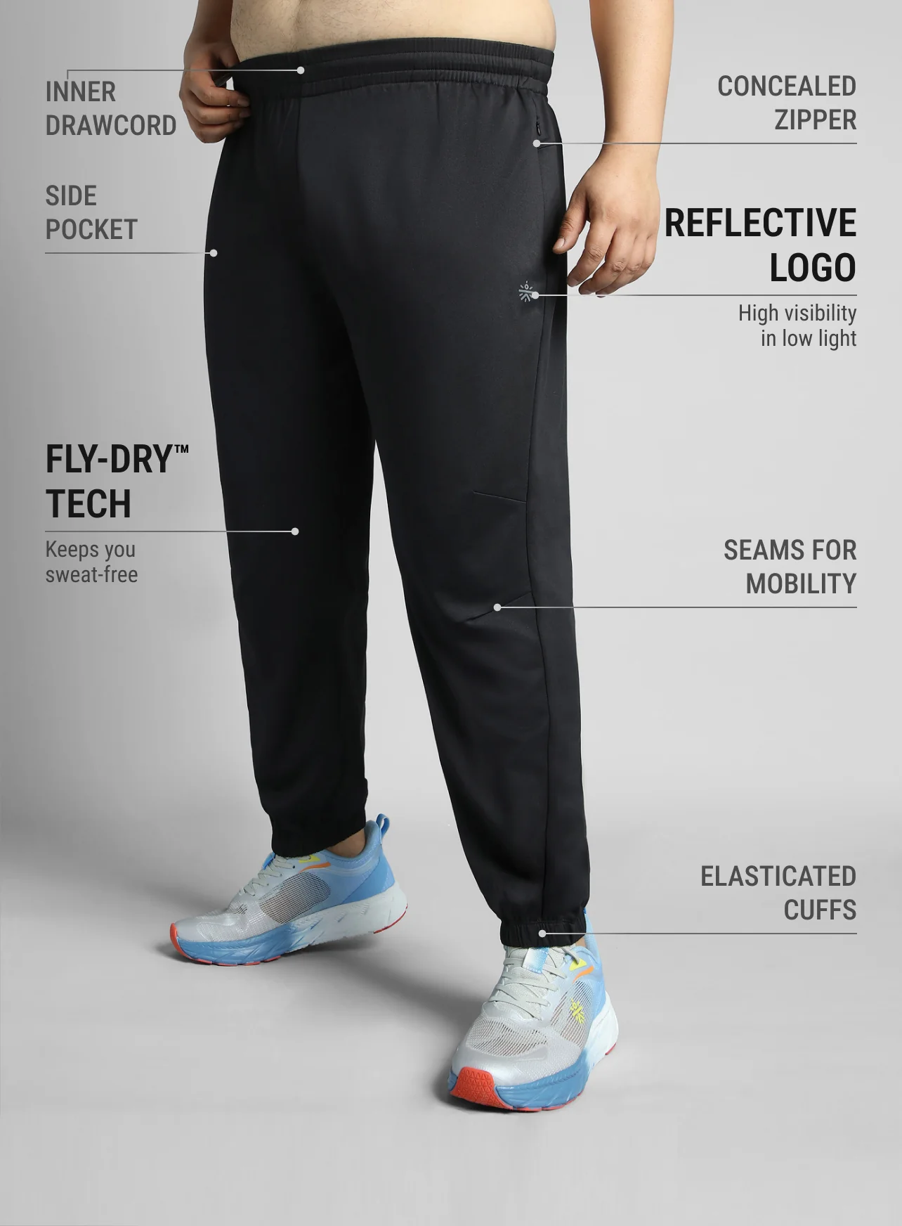 Men's Black Plus Size Night Joggers - Image 5