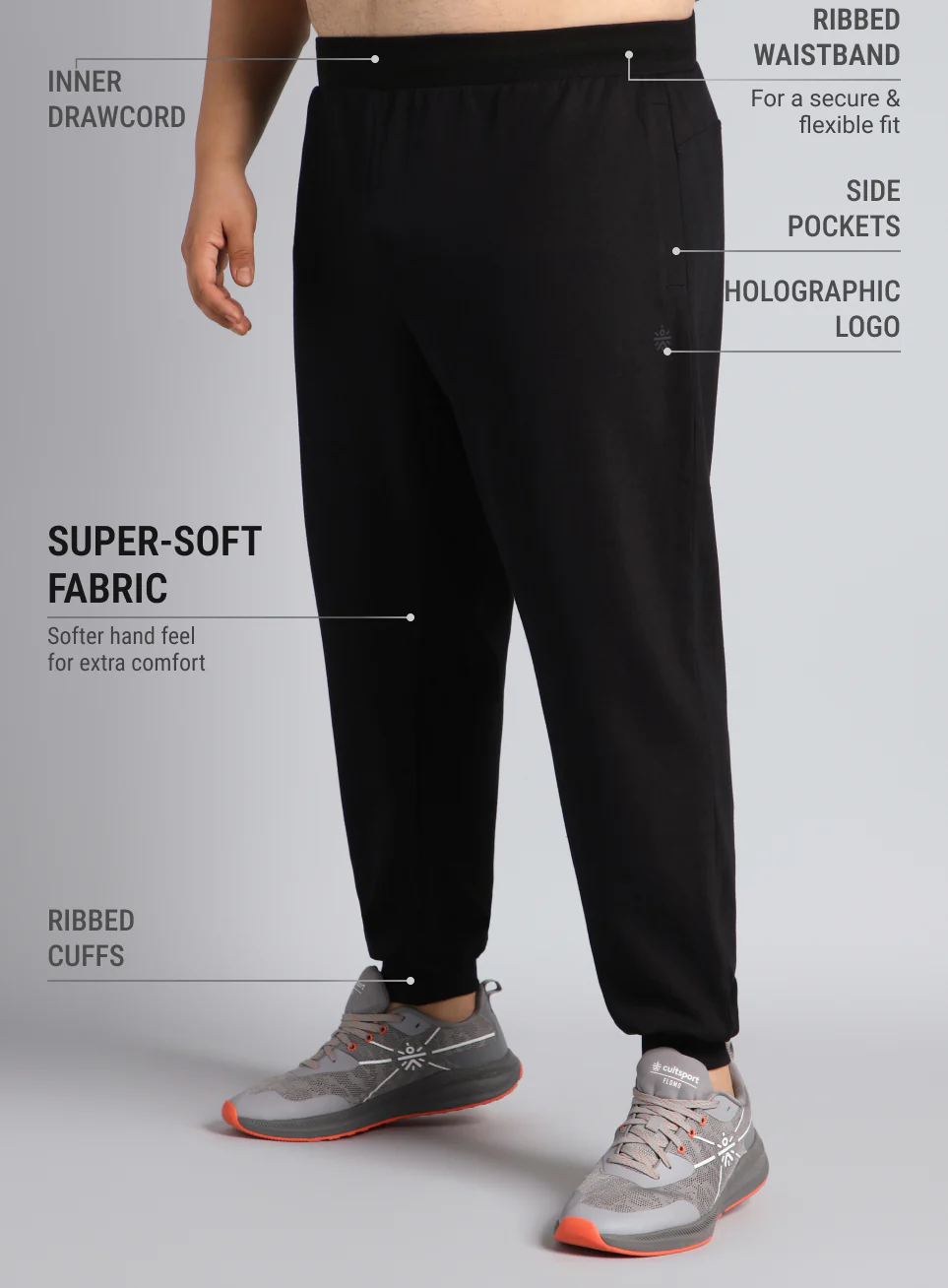 Men's Black Plus Size Training Essential Joggers - Image 5