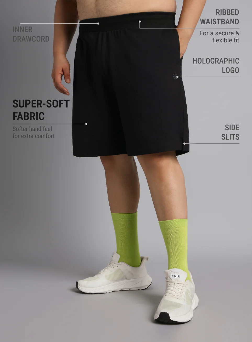 Men's Black Plus Size Training Essential Shorts - Image 5