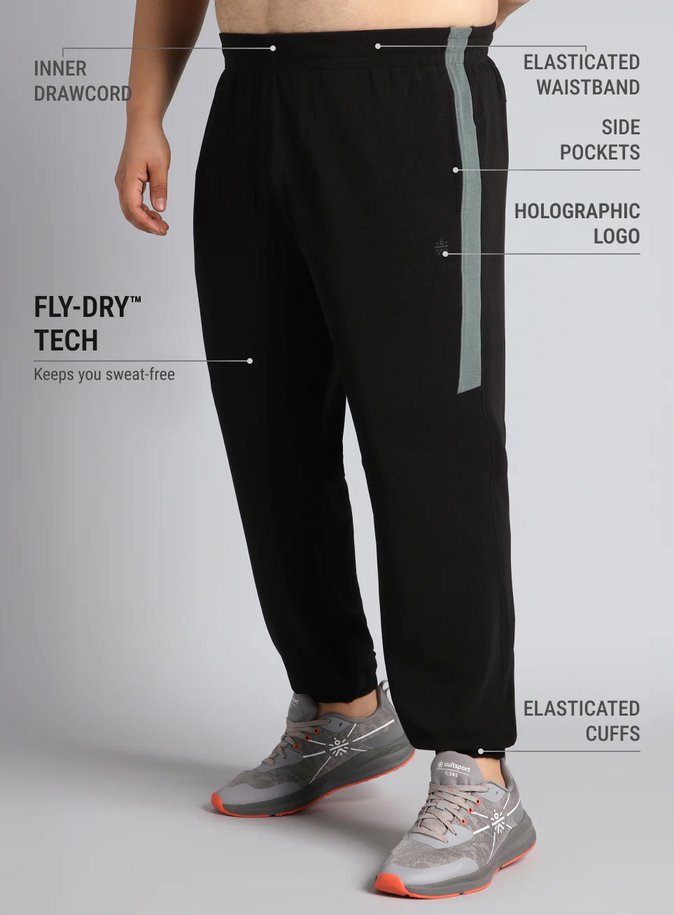 Men's Black Plus Size Training Joggers - Image 5