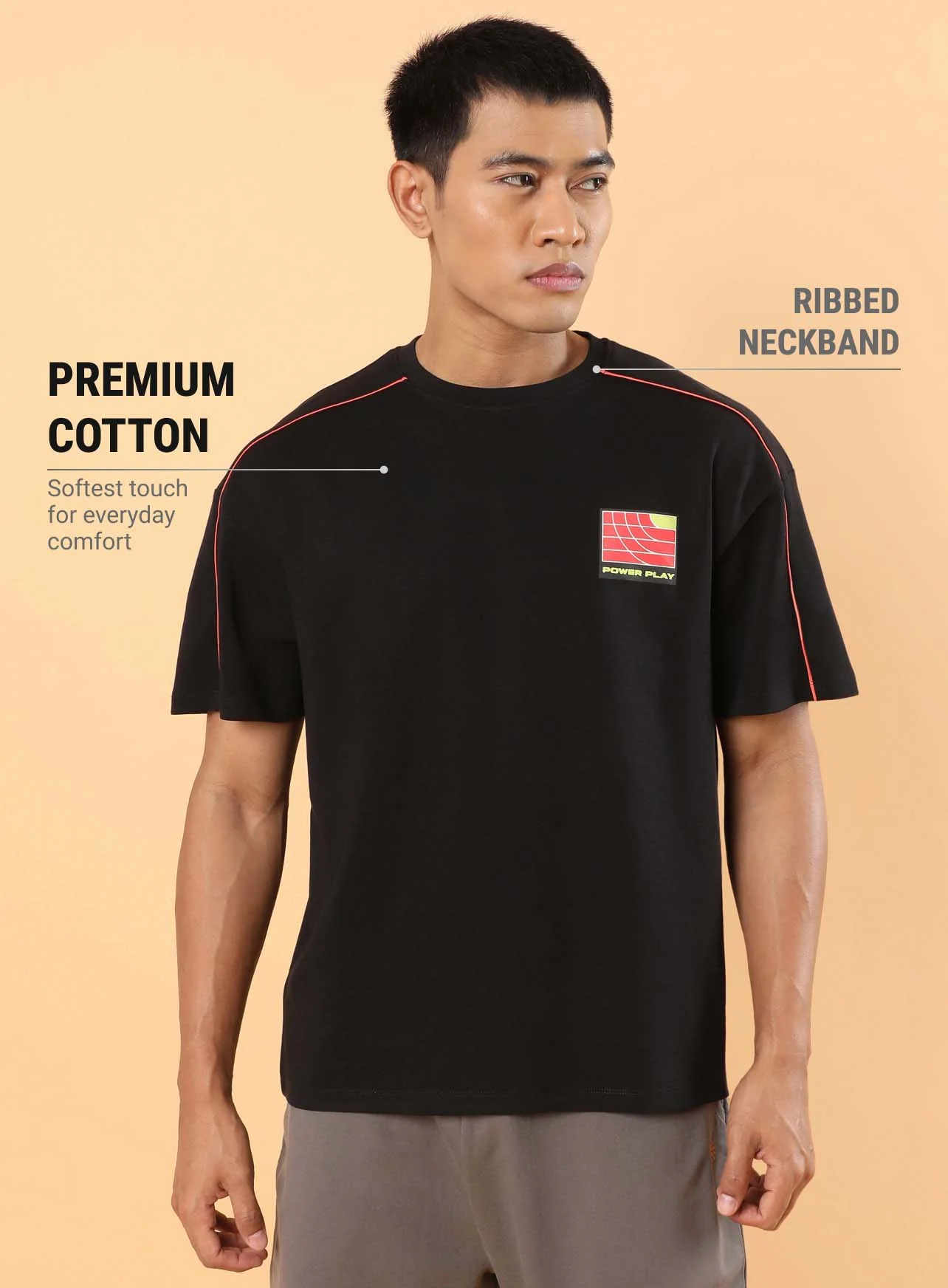 Men's Black Power Play Relaxed fit T-shirt - Image 4