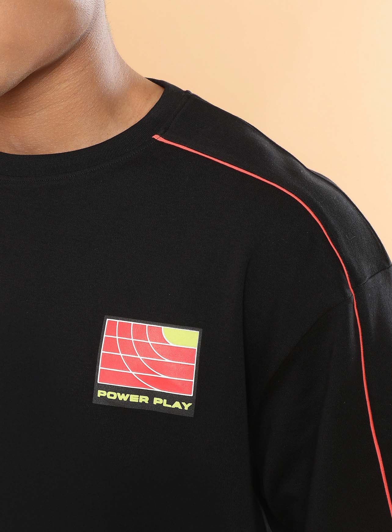 Men's Black Power Play Relaxed fit T-shirt - Image 7