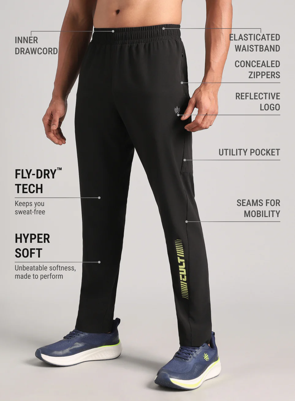 Men's Black Pro Movement Runner's Trackpants - Image 5