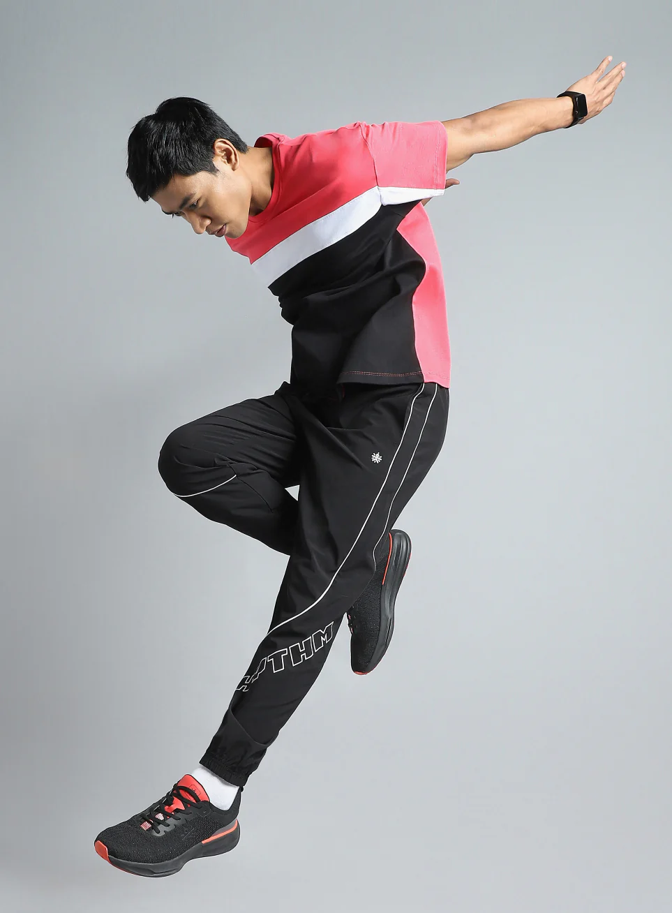 Men's Black Rhythm Print Joggers - Image 2
