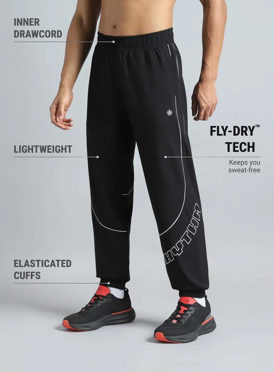 Men's Black Rhythm Print Joggers - Image 5