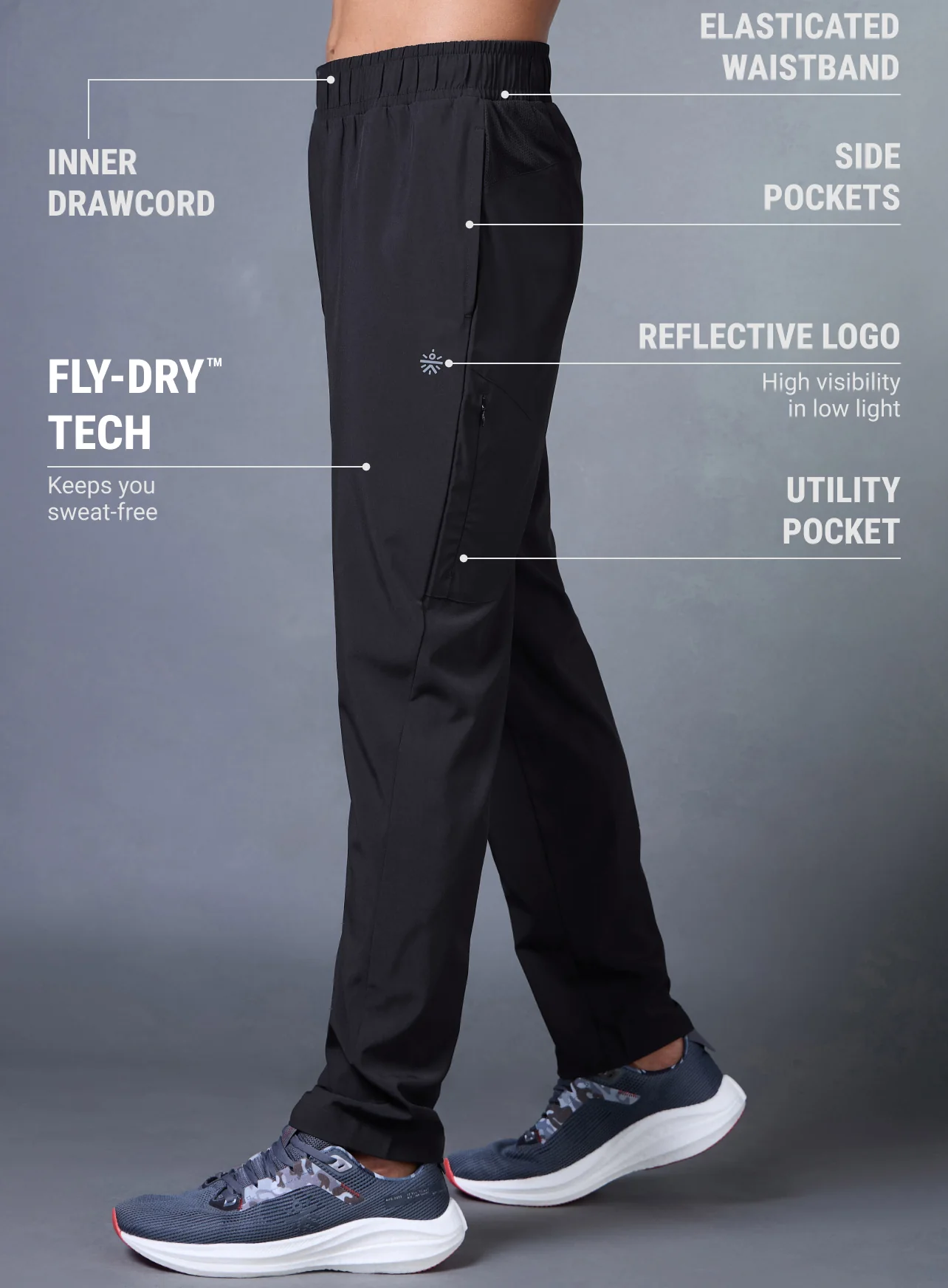 Men's Black Run Elevate Trackpants - Image 5