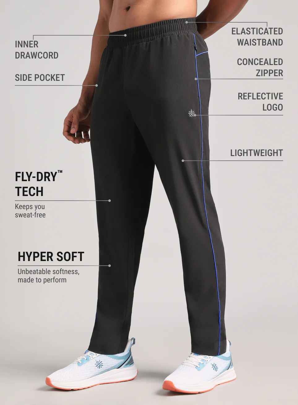 Men's Black Run Elevate Trackpants - Image 5