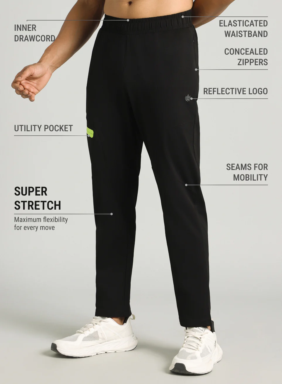 Men's Black Runner's Flex Trackpants - Image 5