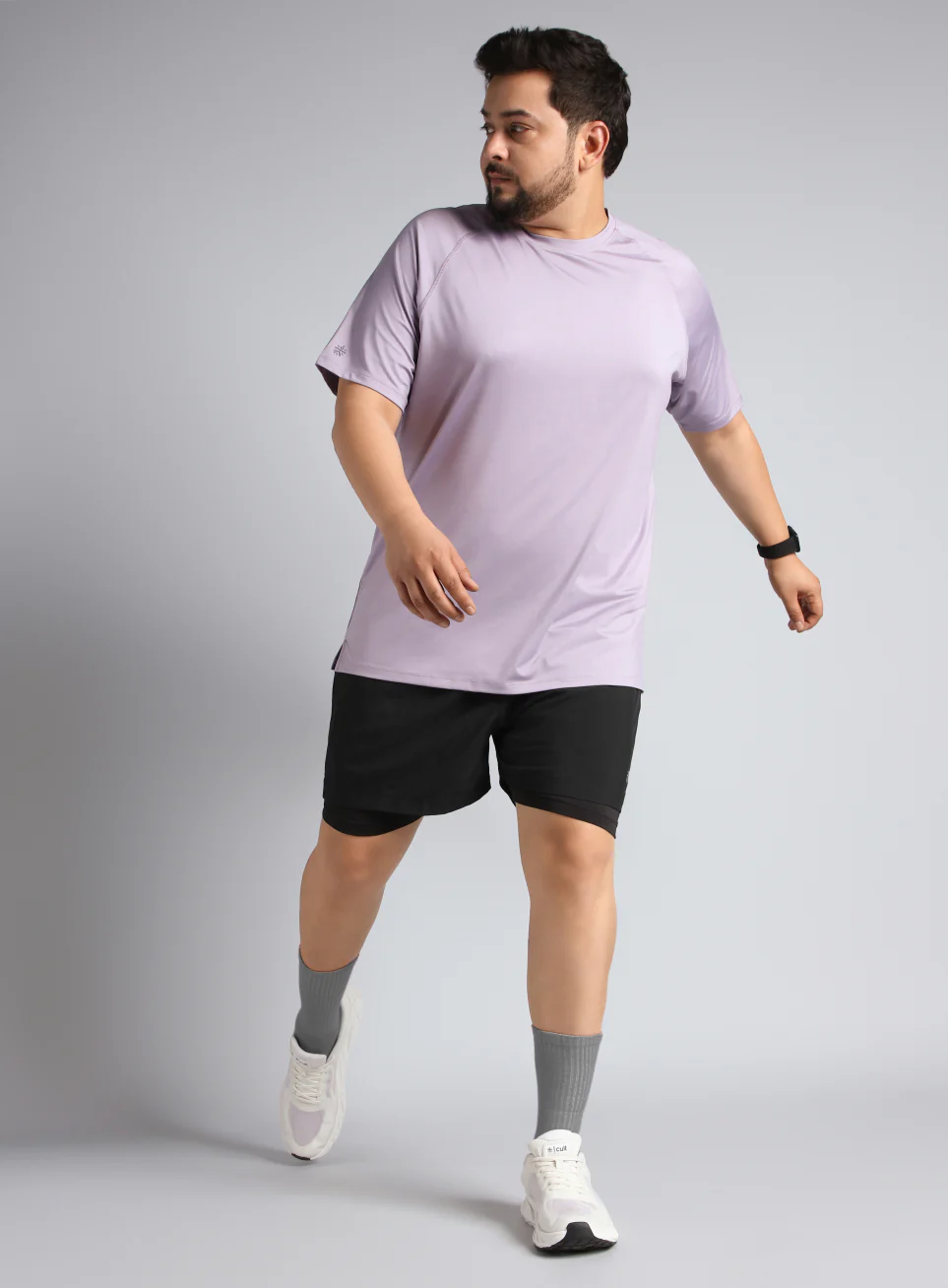 Men's Black Running Plus Size In-Built Shorts - Image 2