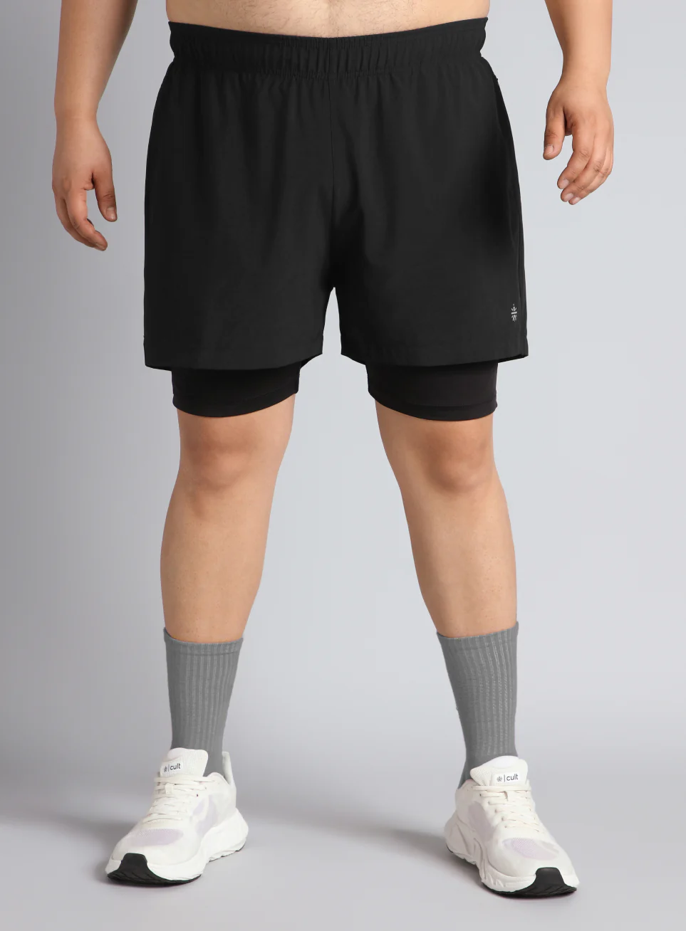 Men's Black Running Plus Size In-Built Shorts - Image 4