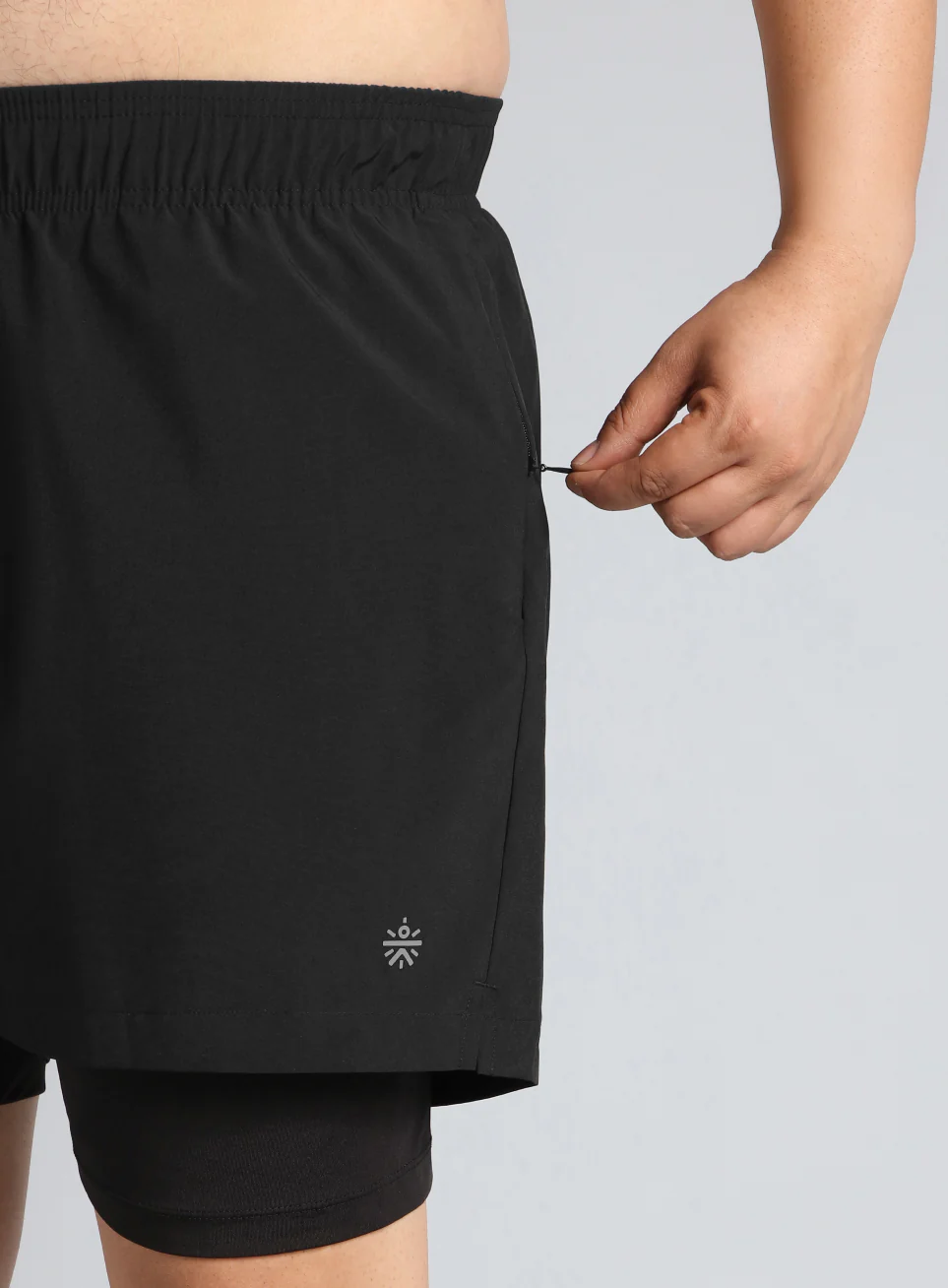 Men's Black Running Plus Size In-Built Shorts - Image 7