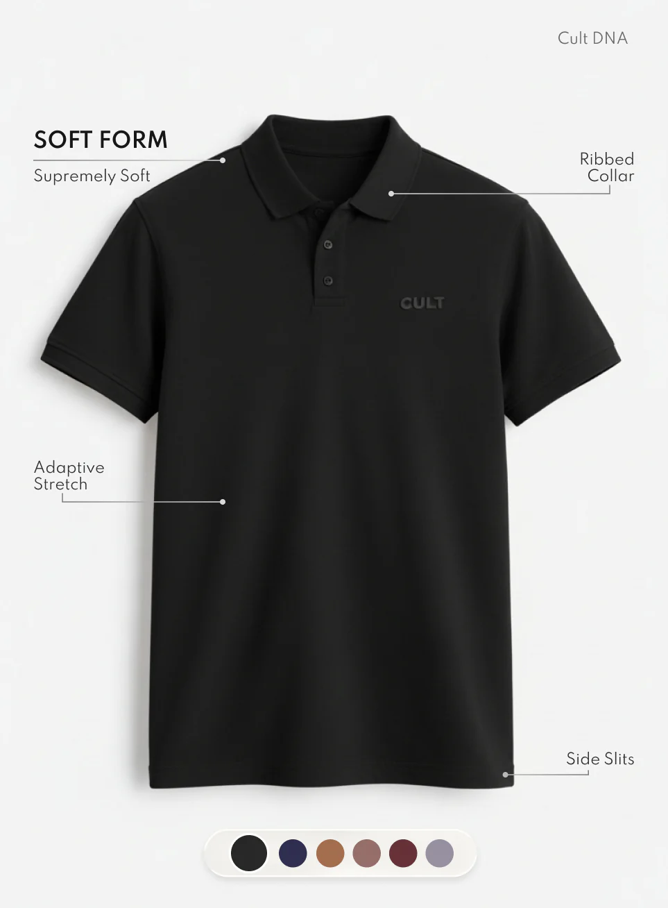Men's Black Soft Form Classic Polo T-shirt - Image 4