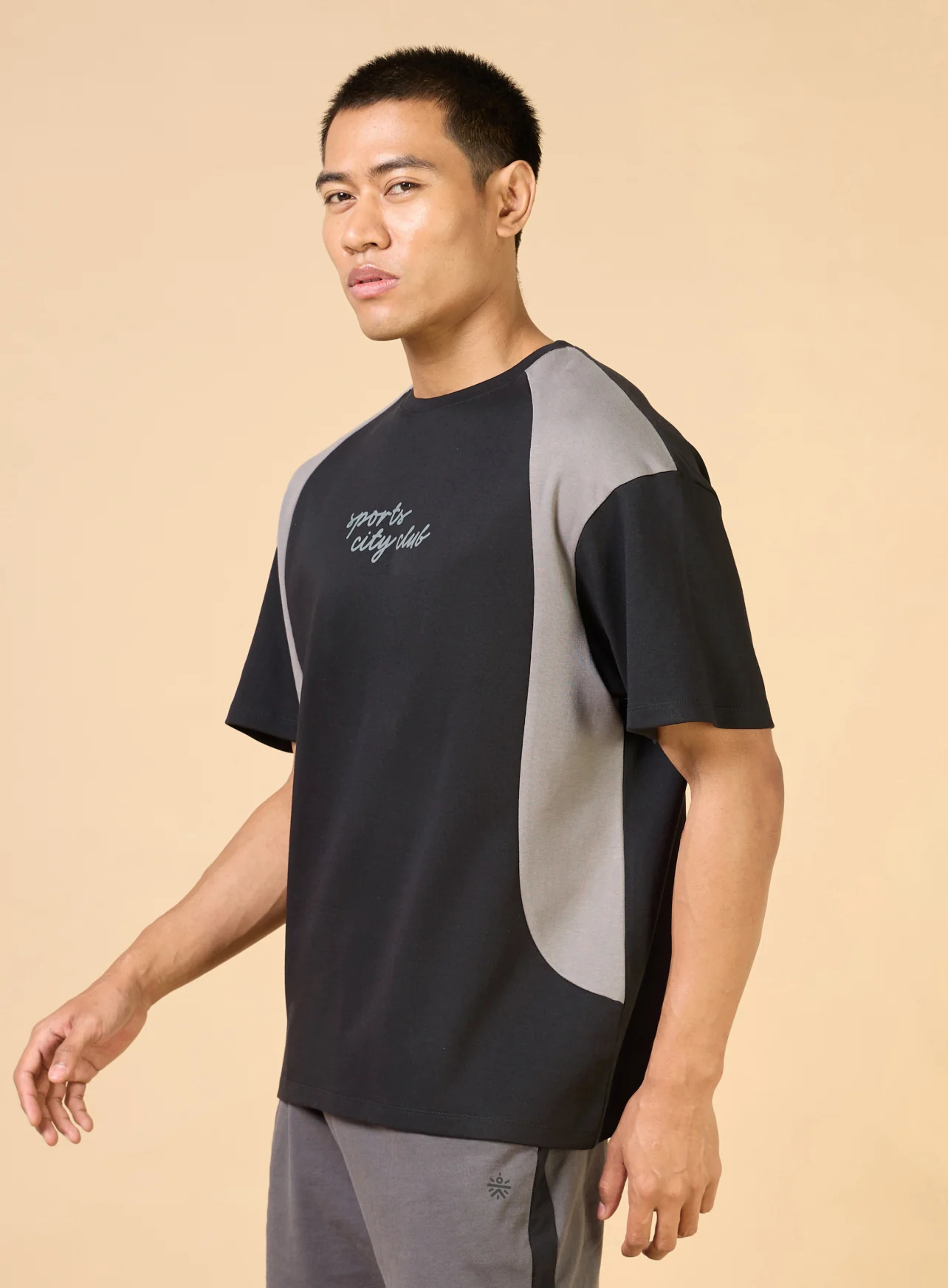 Men's Black Sports City Club Colorblock Relaxed fit T-shirt - Image 5