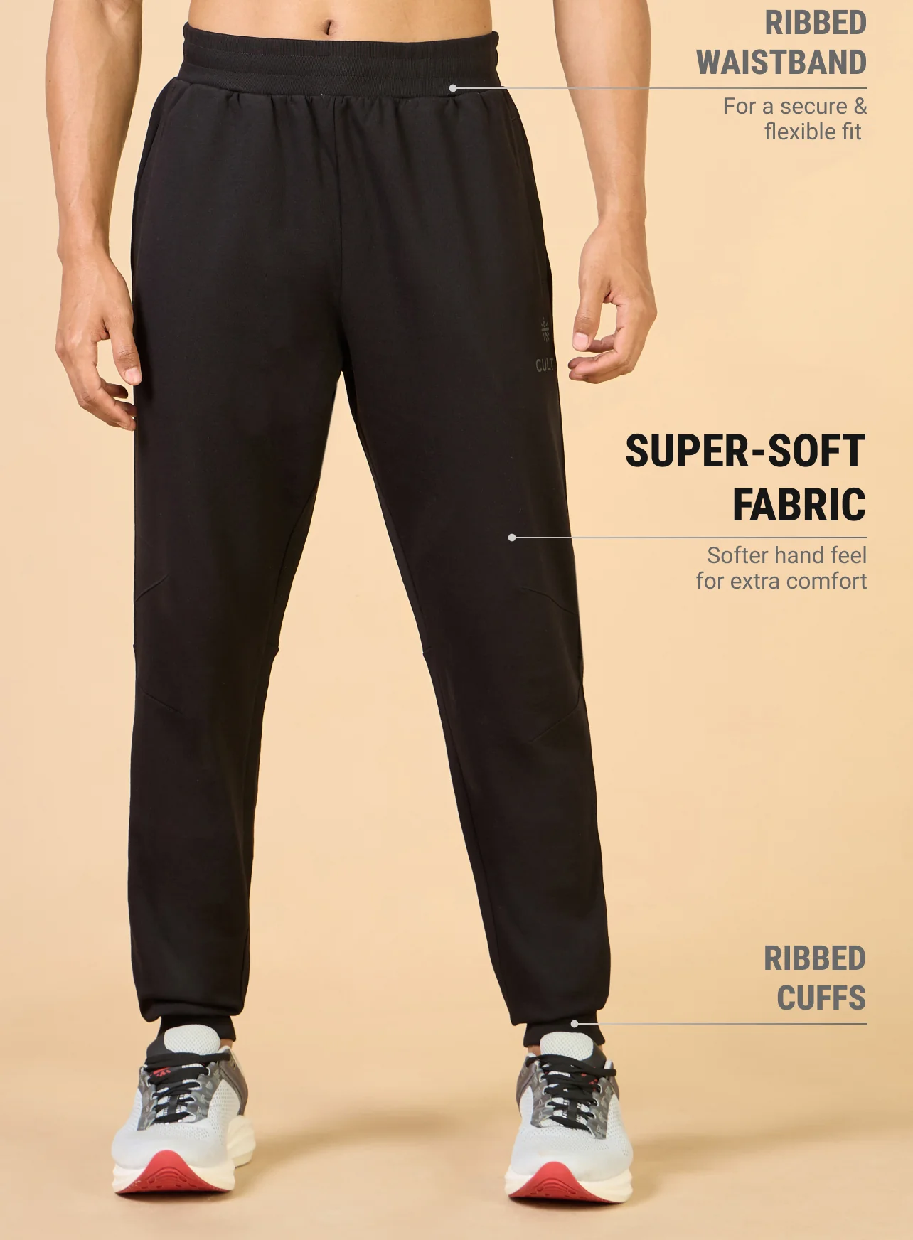 Men's Black Training Sculpted Joggers - Image 4