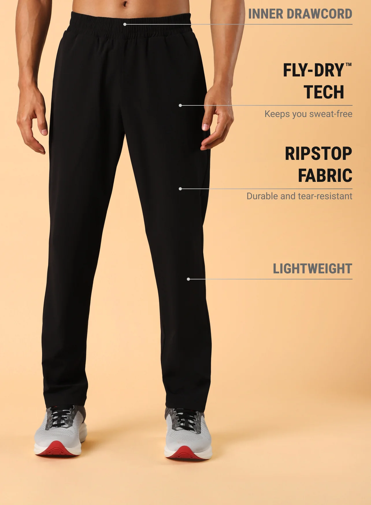 Men's Black Training Sculpted Trackpants - Image 4