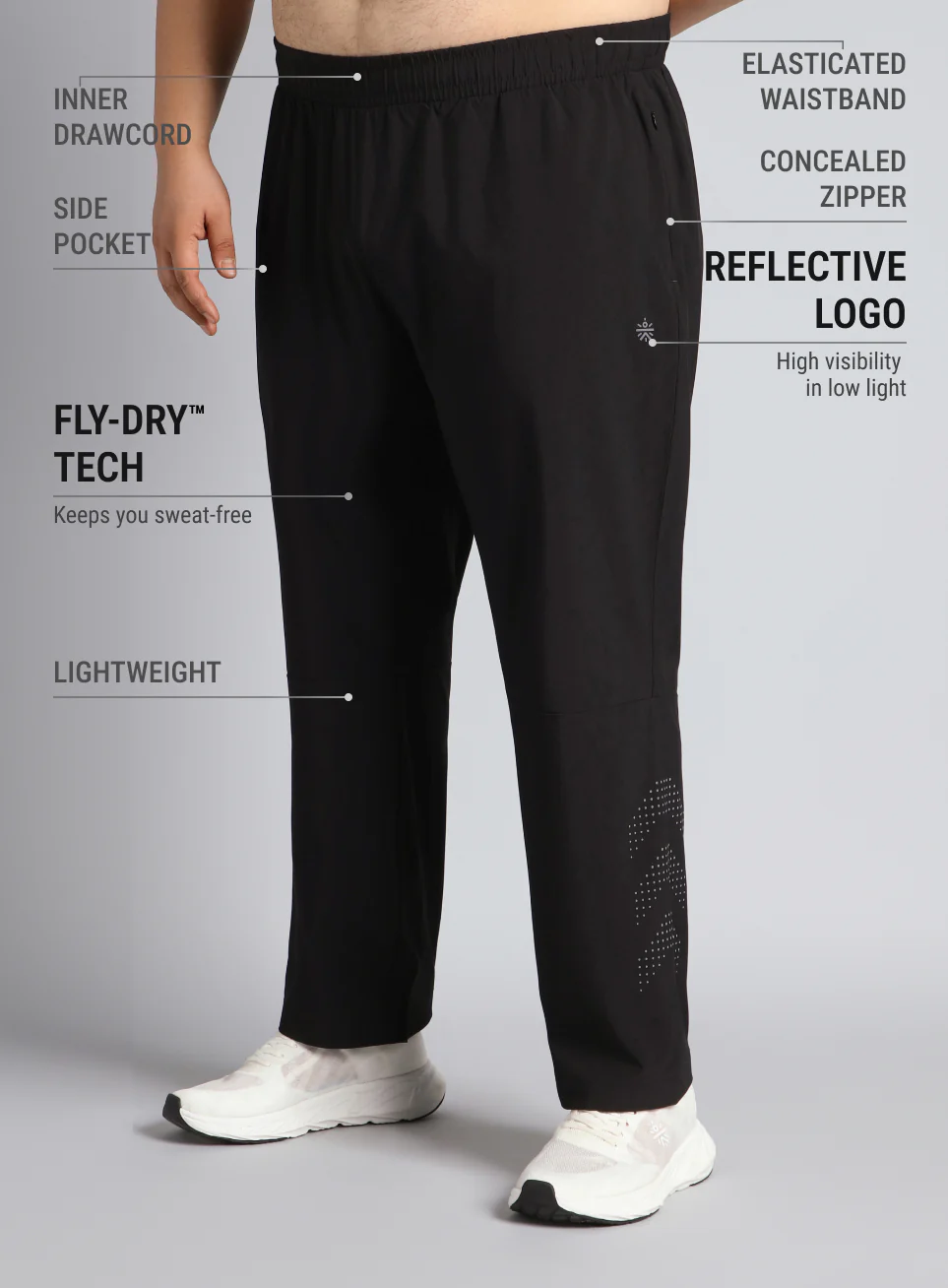 Men's Black Ultimate Running Plus Size Trackpants - Image 5