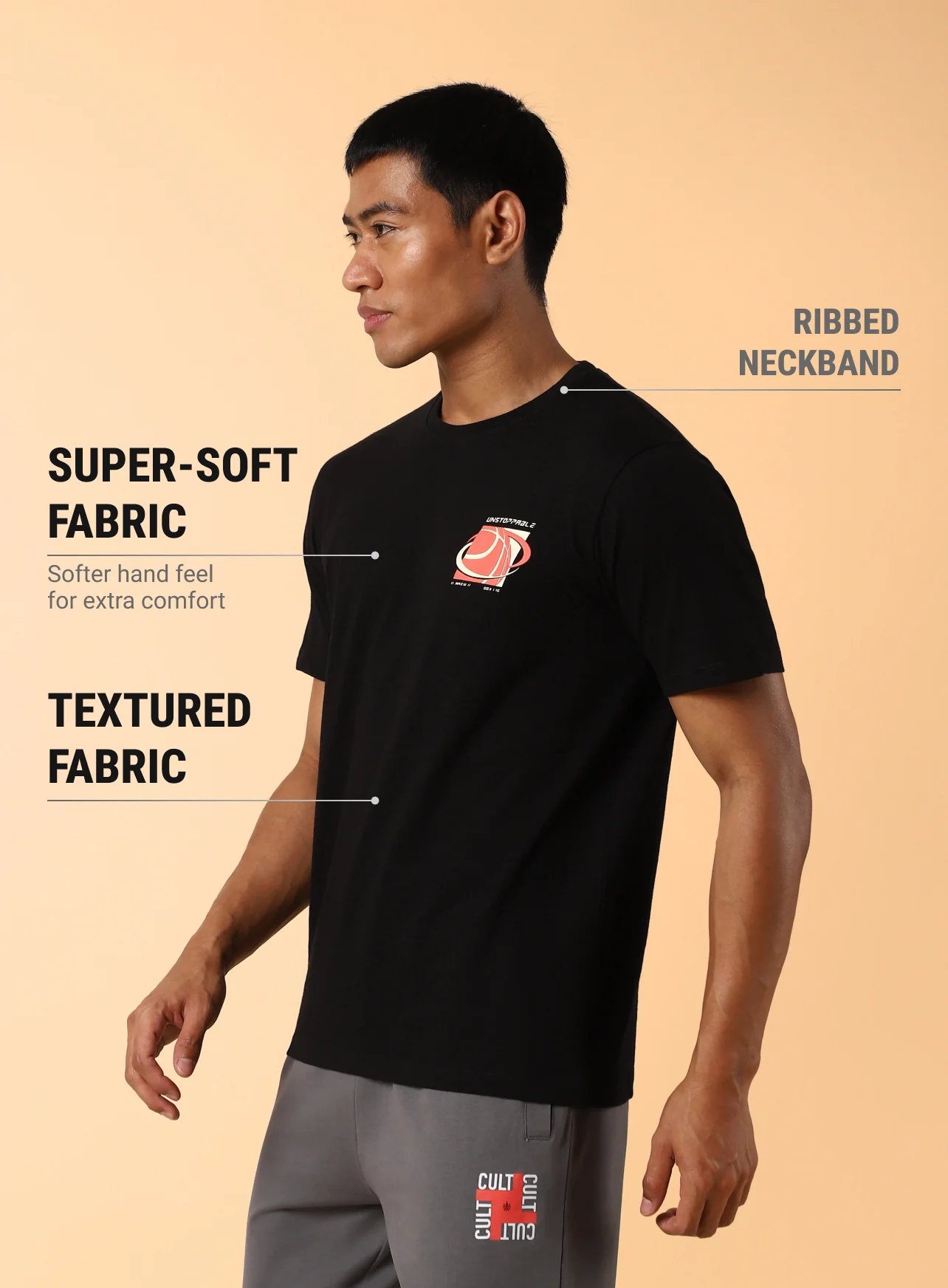 Men's Black Unstoppable Typo T-shirt - Image 5