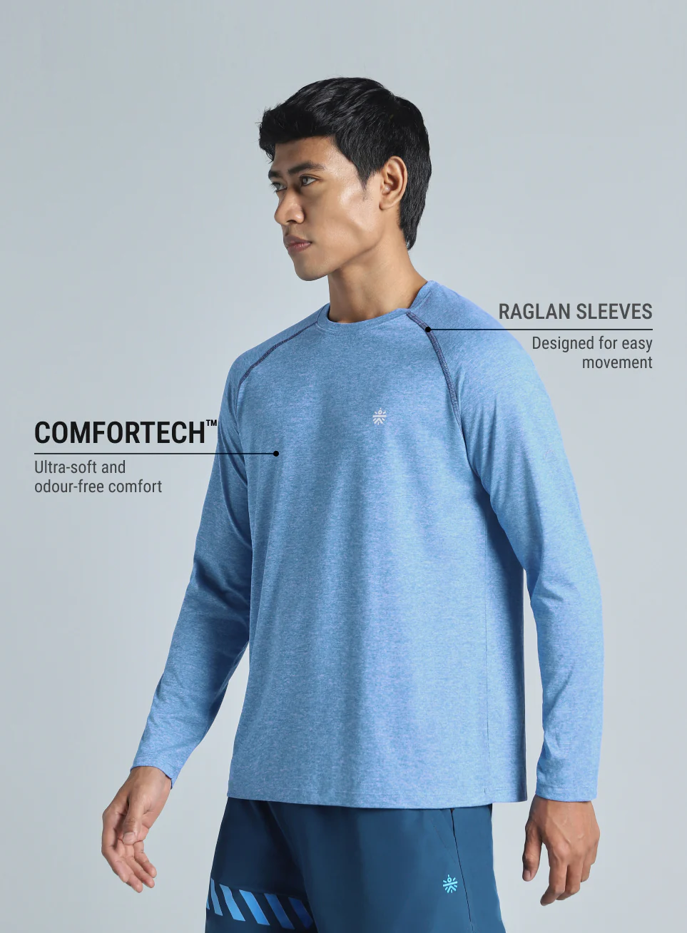 Men's Blue Active Day COMFORtech Full Sleeve T-shirt - Image 5