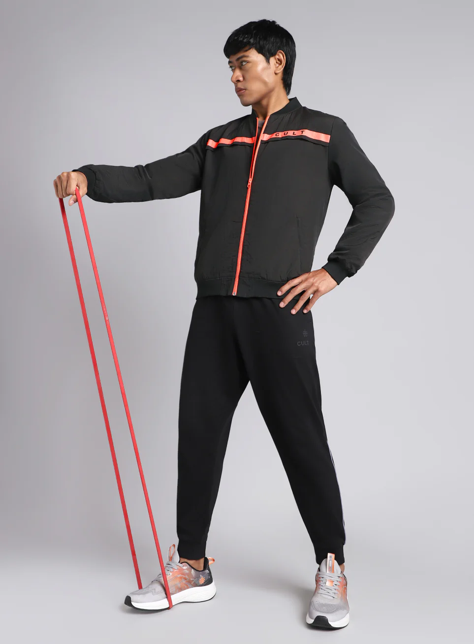 Men's Black & Orange Bomber Jacket - Image 3