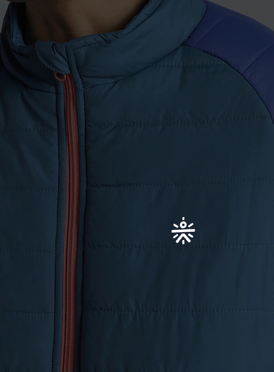 Men's Blue Colorblock Puffer Jacket - Image 12