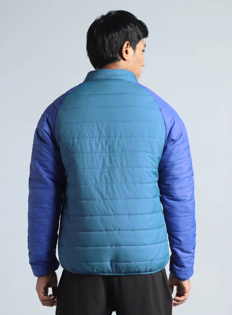 Men's Blue Colorblock Puffer Jacket - Image 6