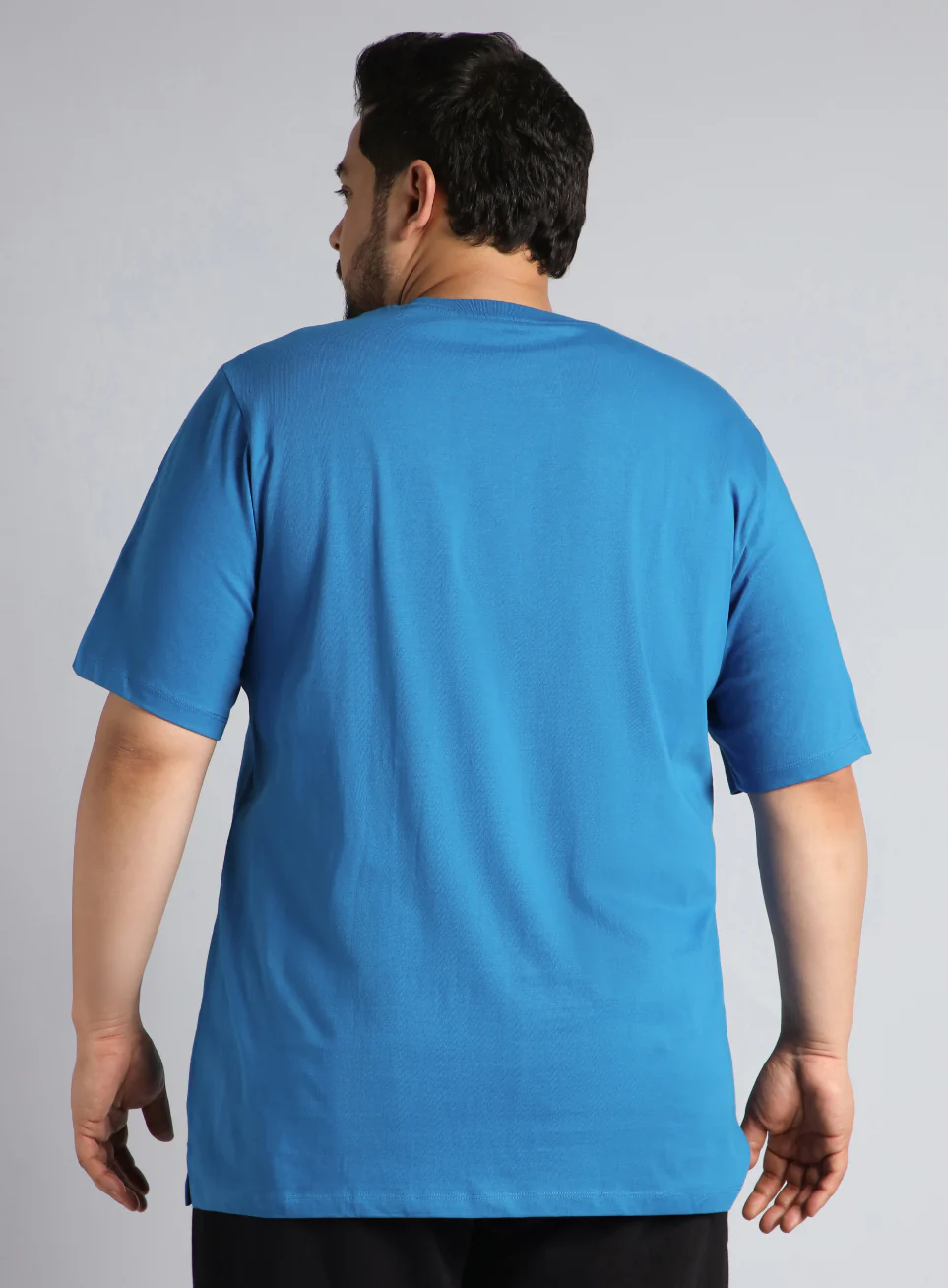 Men's Blue Cotton Plus Size Everyday Regular Fit T-shirt - Image 6