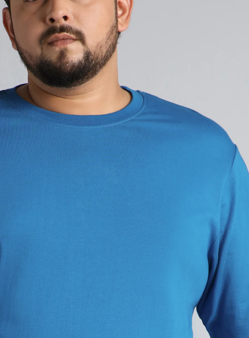 Men's Blue Cotton Plus Size Everyday Regular Fit T-shirt - Image 7