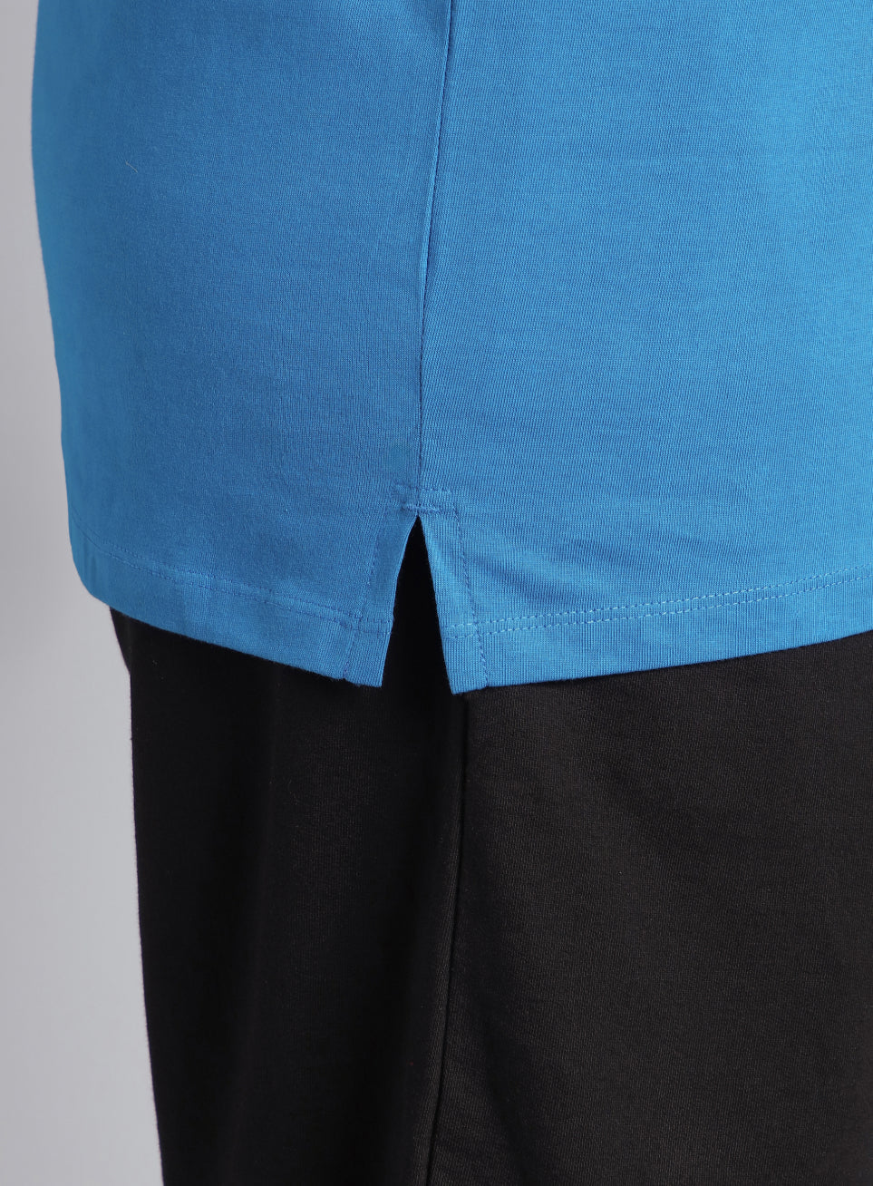 Men's Blue Cotton Plus Size Everyday Regular Fit T-shirt - Image 9